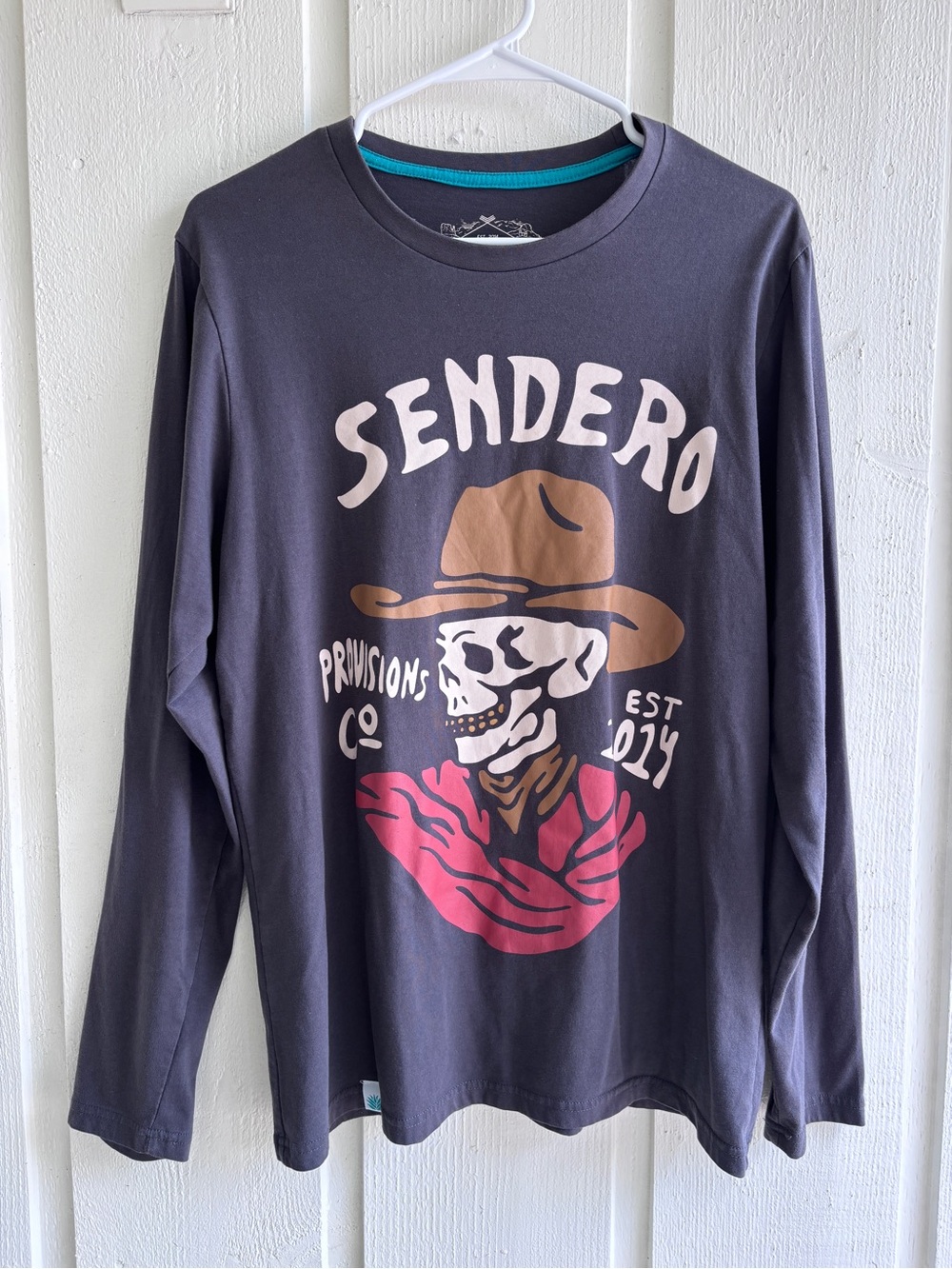 Charcoal Graphic Long Sleeve Tee with Pink & Tan Skull